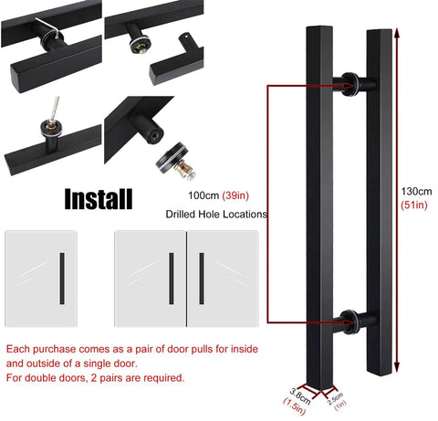 H Shape Heavy Barn Door Pull Handle For Wood And Glass Doors Exterior Interior Push Pull Handle In Grey 80cm Built Tough Stainless Steel Build Easy Install With All Hardware Modern Rustic Style