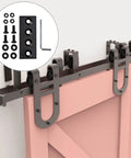 Track Connecting Plate Kit For Barn Door Track System, Metal Joint Plate Flat Fixing Connector with DIY tools, installed view.