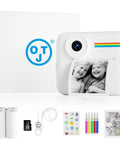 Dope Kids Instant Print Camera With 32GB Card Includes 4 Photo Paper Rolls color kids camera kit with rainbow detail, straps, stickers, markers
