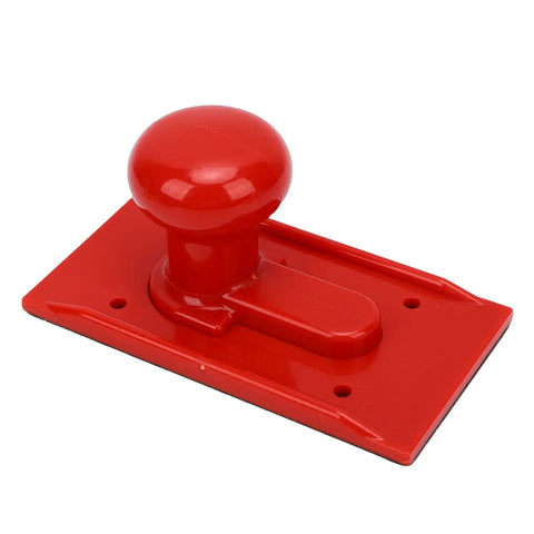 Red Push Block Safety Tool for Table Saw Router Jointer and Bandsaw, high strength ABS plastic, ergonomic textured grip, high visibility red color.