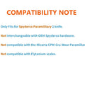 Compatibility note for Premium 13 Piece Titanium Hardware Kit For Spyderco C81 Knife detailing fit restrictions.