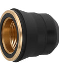 Heavy Duty Plasma Cup Shield For S45 Cutter Black Plastic Cover with gold interior thread for added durability.