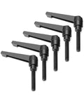 M8 x 40mm Adjustable Clamping Lever Handle Set, 5 Pack, ergonomic zinc alloy levers with steel studs, side view