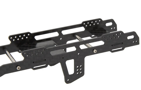 Dope LCG Carbon Fiber Chassis Frame For Axial SCX24 6x6 RC Crawler Upgrade shown from side detailing cutouts and center axle cover.