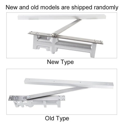Comparison of new and old models of Concealed Aluminum Automatic Door Closer With Positioning, 80kg Capacity.