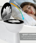 Elongated Toilet Seat Black Resin Bathroom with quiet closing feature and cloud design open lid.