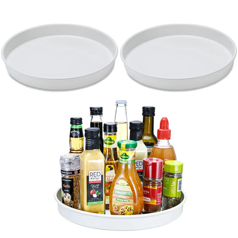 Amolliar 10-inch white Lazy Susan turntable trays, 3-pack for kitchen cabinet storage