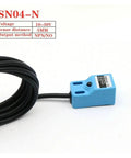 Metal Detection Sensor Proximity Switch For Metal Inspection SN04 N SN04 N2 SN04 P SN04 P2 SN04 D1 D2 Y1 Y2 NPN PNP NC NO Ideal For Industrial Metal Detection And Non Contact Sensing In Automation Projects, blue SN04-N sensor with cable