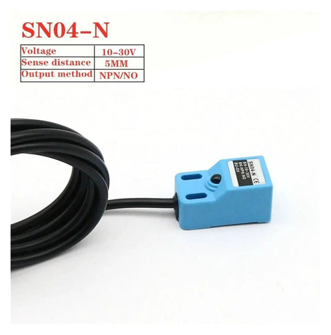 Metal Detection Sensor Proximity Switch For Metal Inspection SN04 N SN04 N2 SN04 P SN04 P2 SN04 D1 D2 Y1 Y2 NPN PNP NC NO Ideal For Industrial Metal Detection And Non Contact Sensing In Automation Projects, blue SN04-N sensor with cable