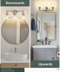 Three Light Vanity Fixture In Brushed Nickel, Modern Farmhouse Wall Sconce For Bathroom Or Over Mirror, E26 Base, Silver Finish, Bulbs Not Included For Bathrooms And Powder Rooms.