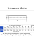 Measurement diagram for Stainless Steel Locating Dowel Pin Set 100-300 Pcs M1 To M6, with dimensions and tolerance.