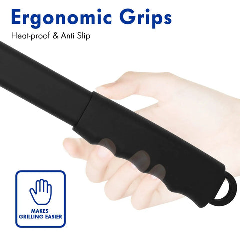 Ergonomic grips for Perforated 12 Inch Metal Pizza Peel With Long Handle Non Stick Aluminum Paddle For Outdoor Ovens