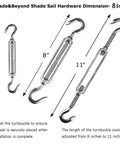 Heavy Duty Shade Sail Hardware Kit For Rectangle And Square Sails, 5 Foot Installation, Marine Grade 304 Turnbuckles