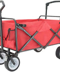 Heavy Duty Foldable Beach Trolley For Camping And Garden Hauling With Push-Pull Rod, Adjustable Handle, And 220Lb Bearing Capacity