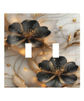 Ultra Sharp Vintage Black Gold Floral Marble Light Switch Cover Made From Heavy Duty Abs Plastic For Double Toggle Walls, elegant design.