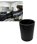 Heavy-Duty Dust Collection Adapter Compatible With Bosch Miter Saw And Shop Vac Hose, black plastic connector in workshop setting.