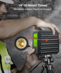 User adjusting Cross Line Laser Level For DIY Projects with Self Leveling In Under 3 Seconds, 100ft Range, on a tripod.