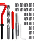 Heavy Duty M8 Helicoil Thread Repair Kit With 25Pcs Stainless Steel Inserts, Drill Bit, Tap, Insertion Tool, Hex Wrench And Breakoff Tool For Restoring Damaged Threads, M8 X 1.25mm, Pro Grade For Auto And Machinery Repairs, front view