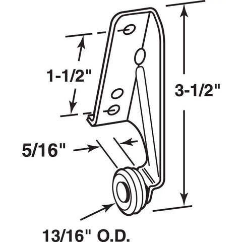 Heavy Duty Left Hand Mono Rail Drawer Track Rollers Featuring Smooth Gliding Nylon Wheels And Stamped Steel Frames Built Tough As Nails For Cabinet Slides 2 Pack Ready To Roll detailed dimensions drawing.