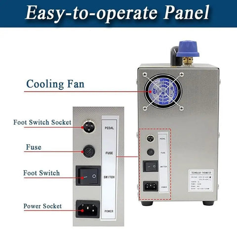 Easy-to-operate panel of Heavy Duty Pro Grade Jewelry Steam Cleaner Machine with sockets and cooling fan features.