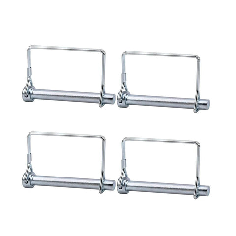 Beefy Heavy Duty Trailer Coupler Pins Three Eighths Inch By Four Inch Pack Of Four With Anti Loss Safety Cable Zinc Plated Locking Hitch Pins