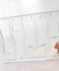 Rock Solid Acrylic 8 In 1 Bowtie Butterfly Router Template Jig Kit Woodworking DIY Inlay Guide showing clear templates and ruler.