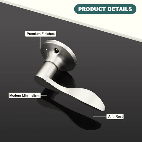 Right Hand Single Dummy Door Lever In Nickel Finish For Closet And French Doors, Non Turning Decorative Door Handle Pull, No Latch, Easy Install 1 Pack; satin nickel finish