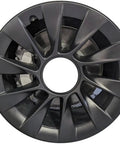 Reconditioned Oem Prime Quality Twenty Inch Black Aluminum Alloy Wheel Rim For 2020 To 2023 Tesla Model Y direct drop-in replacement top view.
