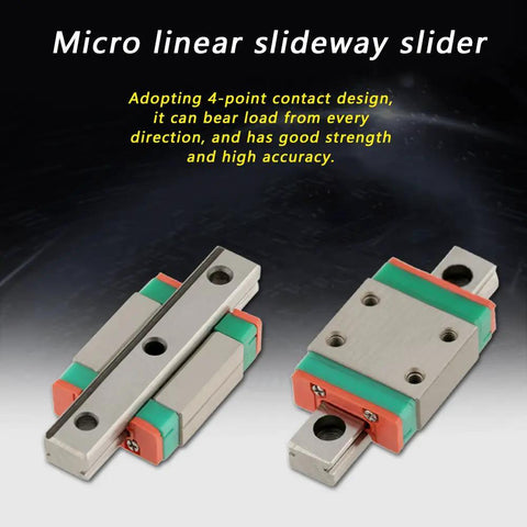 Close-up of Miniature Linear Slider LWL7B Metal Linear Motion Rail 7mm Wide With 40mm Slide Block, Precision Ball Retainer Guide
