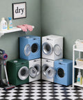 Straight Out The Box This 1:12 Scale Miniature Washer Rocks A Real Spinning Drum And Flip Top Lid Hitting Dead On Realism For Your Dollhouse Setup And Killing It For Custom Micro Landscape Diorama Projects in a detailed dollhouse laundry room.