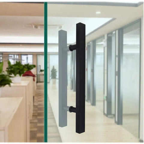 Stainless Steel Push Pull Door Handle For Glass Wood And Metal Doors Heavy Duty Commercial Grade Modern Square Tube Design