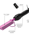 Homfu Electric Hot Comb For Natural Hair, Violet Heat Pressing Straightener Brush with anti-scald bracket and temperature controls.