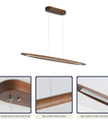 51 Inch Walnut Wood Linear Pendant Light For Kitchen Island And Dining Room Featuring Smooth Modern Lines And Straight Up Gorgeous Illumination To Level Up Your Home Decor Vibes Right Now, showcasing sleek design and quality materials.