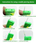 Steps for using an Automatic Needle Threader for DIY Hand Sewing, Easy Threading Tool for Embroidery and Cross Stitch.
