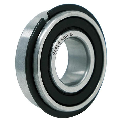 6205 2RSNR Deep Groove Ball Bearing With Snap Ring 25x52x15mm Solid Chrome Steel Construction, rubber seals view.