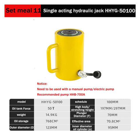 Heavy Duty Hydraulic Ram Jack Featuring Multi Section Stroke Hollow Plunger For Effortless Vehicle Lifting And Machinery Alignment Up To Fifty Ton Single Acting Oil Cylinder Built Like A Tank For Any Grunt Work