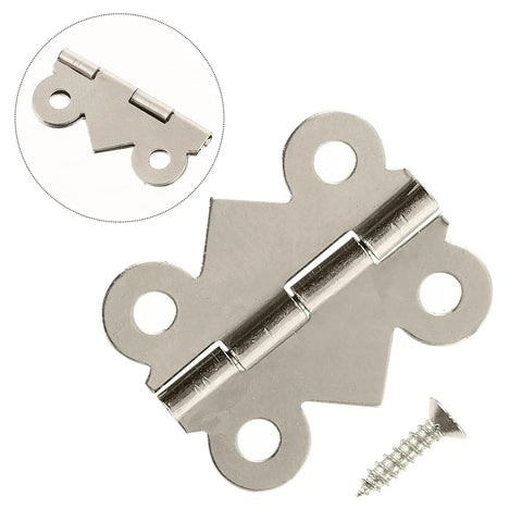 Nickel Plated White Butterfly Cabinet Hinges 180 Degree 48 Pack Dope Retro Decorative Hinges shown with screw detail