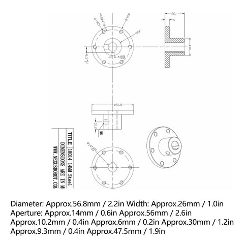 Heavy Duty 14mm Stainless Steel RC Shaft Coupling With Chain Slot And Flange Connector For RC Hobby Parts dimensions and specifications diagram.