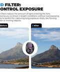 Dope Split ND Filter 4 Pack For DJI Mavic 4 Pro Dual Focal Length Kit showing before and after mountain landscape effect