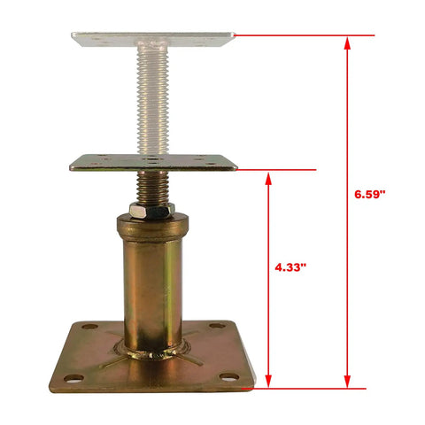 Beefy Built Tough Adjustable Floor Jacks 4.3 To 6.6 Inch Range For Leveling Stairs Porches Decks And Crawl Spaces Galvanized Screw Post