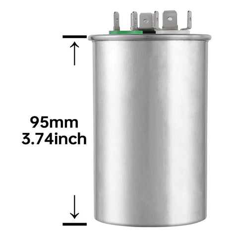 35 Plus 3 Microfarad Dual Run Start Capacitor 370 to 440 VAC CBB65B Round For Condenser Air Conditioners, 95mm height