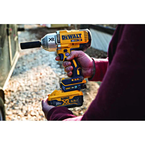 Tool Connect 20V Max Connector For Last Seen Location And Quick Jobsite Assignment Super Handy Pairing Real Time Tracking And User Management For Your Power Tools attached to a drill on a job site.