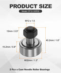 Two Pack CF12-1 KR32 Needle Roller Bearing Set With 32mm Roller Diameter Bolt Type Track Runner dimensions