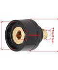 TIG Welding Torch Cable Adapter 10-25 To 35-50 Connector with dimensions, brass and black exterior for WP-17V WP-26V