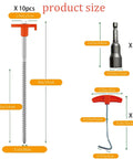 10 Pack 8 Inch Heavy Duty Screw In Tent Stakes Drill In Non Rust Ground Anchor Pegs Metal Tent Accessories size diagram