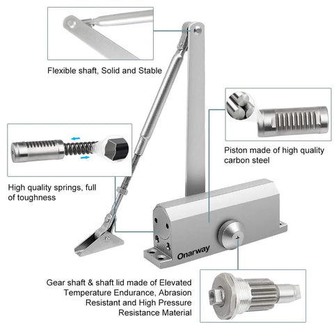 Silent Glide Hydraulic Door Closer Delivers Featherlight Soft Close Every Time with flexible shaft and high quality springs.