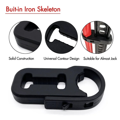 Jack handle keeper for Hi-Lift and other jacks; black plastic, front view