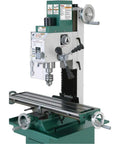 Built Like A Tank One Horsepower Mill And Drill Combo With Rock Solid Base Providing Smooth Variable Speed Control R8 Taper Dovetail Column And Wide T Slot Platform For Demanding Machining Tasks - top view of the mill drill controls and spindle.
