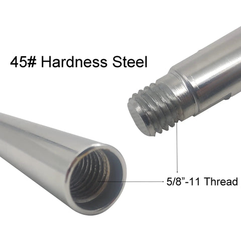 Built Like A Tank 5/8 Inch 11 Thread Angle Grinder Extension Shaft Set With Durable Steel Construction Car Polisher Adapter showing 5/8-11 thread.