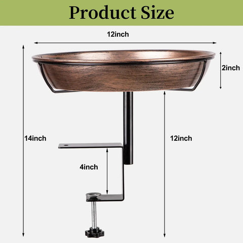 Product dimensions of Badass Deck Mounted Metal Bird Bath For Your Backyard Folks With Detachable 12 Inch Birdbath Bowl.